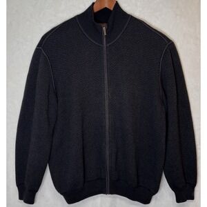 Tasso Elba Cardigan Mens L Soft Cotton Cashmere Herringbone Sweater Grandpacore